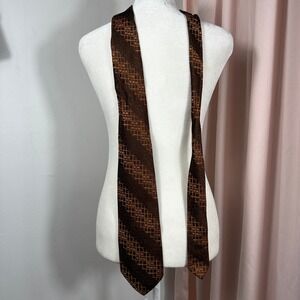 Vintage Sears The Men's Store Brown Geometric Wide‎ Necktie 1970s Disco